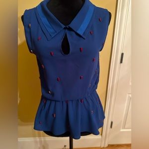 Isani blueish purple sleeveless embellishment blouse size S